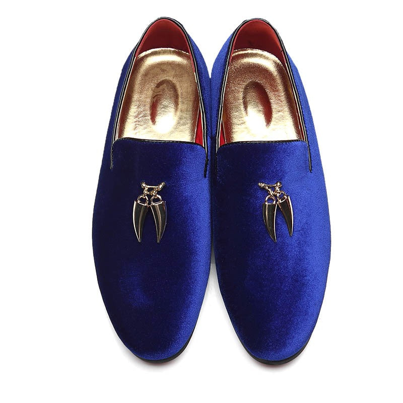 Men's Velvet "Golden Horns®" - Y2K™ Urban Gentleman / Slip On Loafers - Y2K Urban™