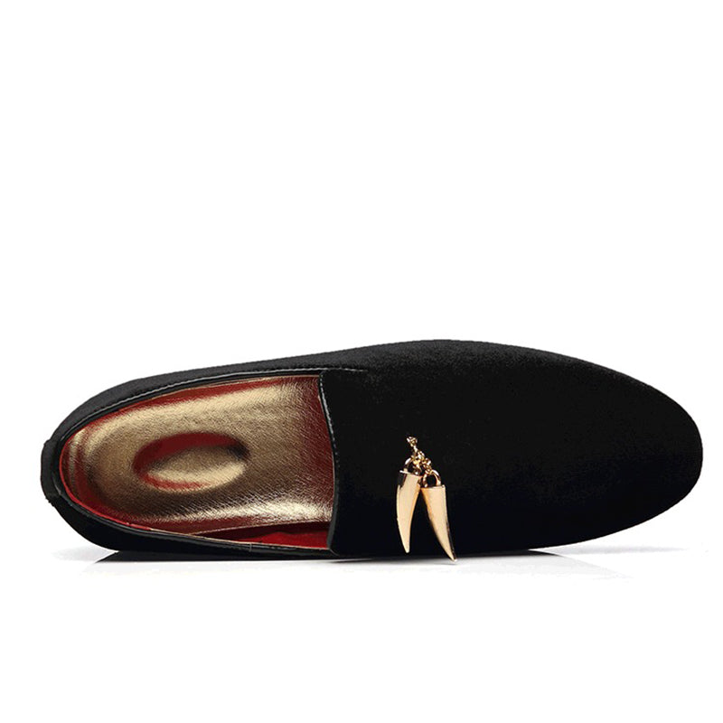 Men's Velvet "Golden Horns®" - Y2K™ Urban Gentleman / Slip On Loafers - Y2K Urban™